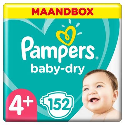 Pampers baby-dry luiers maat 4+, 10-15 kg maandbox