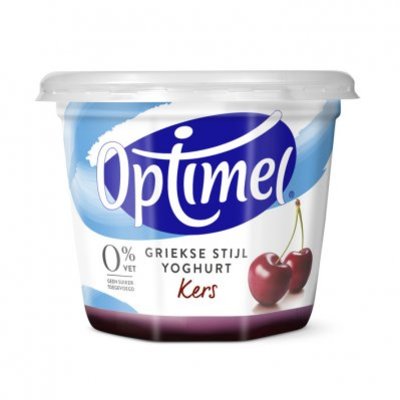 Optimel Magere griekse stijl yoghurt kers 0% vet