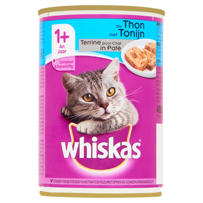 Whiskas Kattenvoer Nat Paté Tonijn 1+ Jaar Blik 400 g