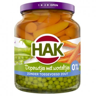 Hak Doperwtjes met worteltjes 0% zout