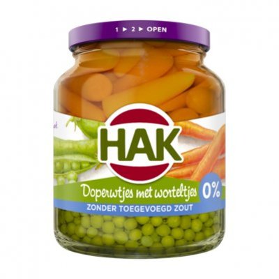 Hak Doperwtjes met worteltjes 0% zout