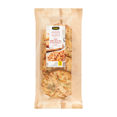 Huismerk aan Tafel met Mini Focaccia Kruidenboter 4 Stuks
