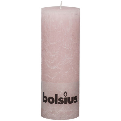 Bolsius Stompkaars rustiek zacht roze 19 cm
