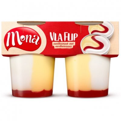 Mona Vlaflip vanillevla/ yoghurt/ aardb.saus