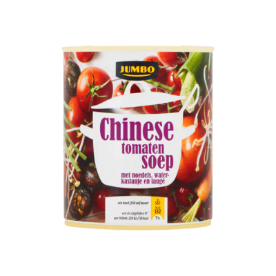 Huismerk Chinese Tomatensoep met Noedels, Waterkastanje en Taugé