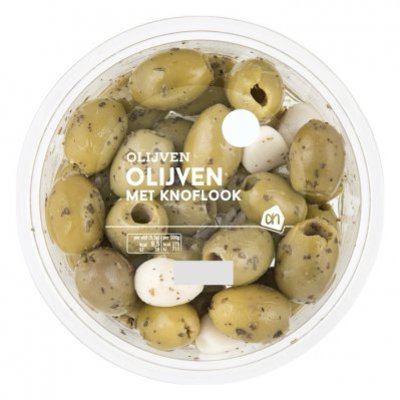 Huismerk Groene olijven met knoflook
