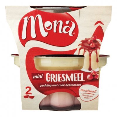 Mona Pudding griesmeel rode bessensaus duo