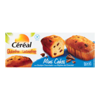 Céréal Glutenfree & Lactosefree Mini Cakes met Stukjes Chocolade 6 Stuks