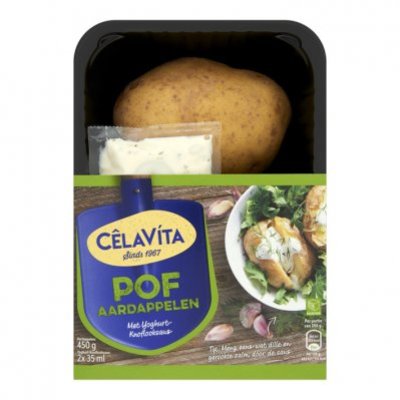 CêlaVíta Pofaardappelen met yoghurt-knoflook saus
