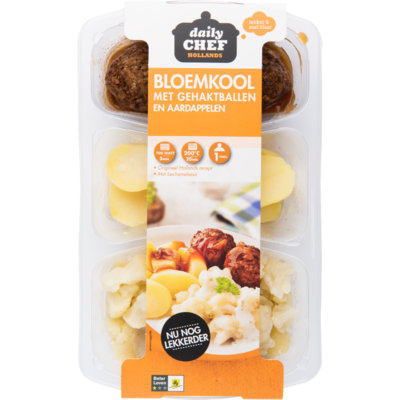 Huismerk Bloemkool aardappelen met gehaktbal