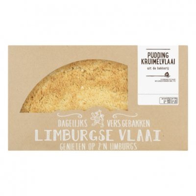 Huismerk Pudding-kruimelvlaai half