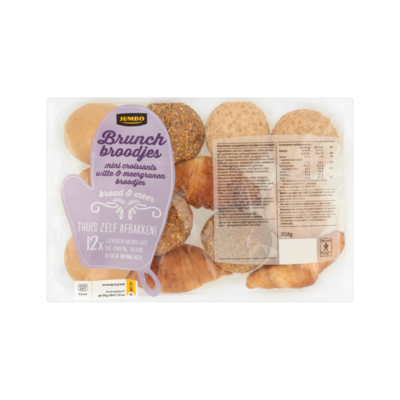 Huismerk Brunch Broodjes Mini Croissants, Witte & Meergranen Broodjes 12 Stuks