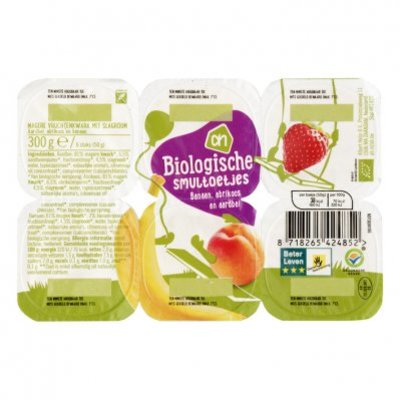 Huismerk Biologisch Smultoetjes banaan-abrikoos- aardbei
