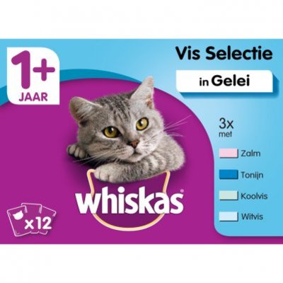 Whiskas Kattenvoer nat vis in gelei 1+ jaar