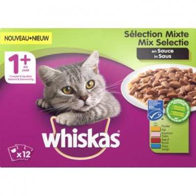 Whiskas Kattenvoer nat mix in saus 1+ jaar