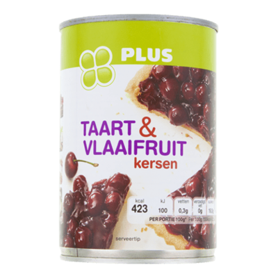 Huismerk taart en vlaaifruit kersen