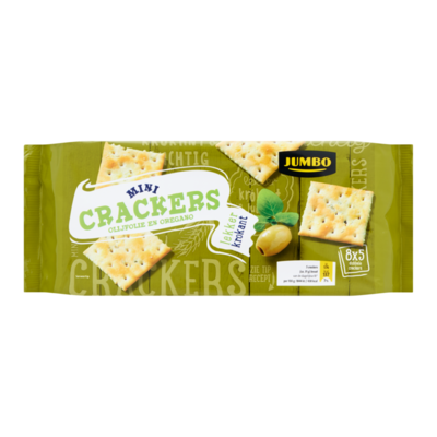 Huismerk Mini Crackers Olijfolie en Oregano 8 x 5 Dubbele Crackers