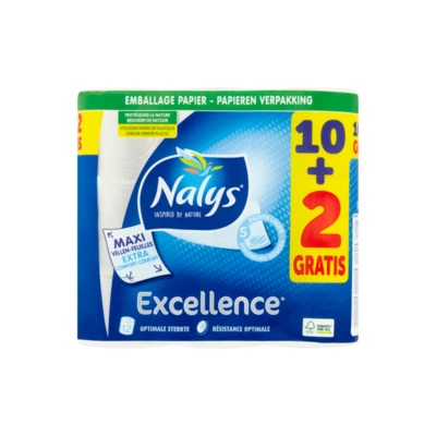 Nalys Excellence 5-Laags Maxi-Vel Toiletpapier 10+2 Gratis