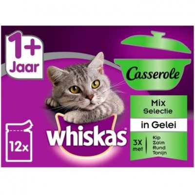 Whiskas Kattenvoer nat mix in gelei 1+ jaar