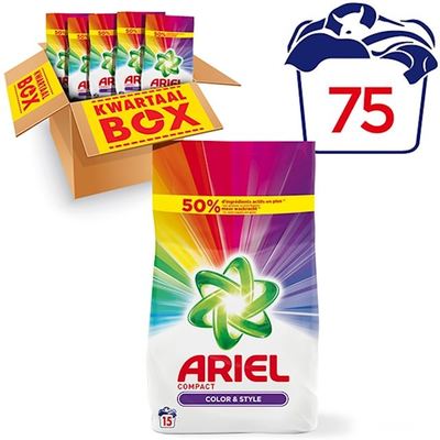 Ariel kleur&stijl waspoeder kwartaalbox 75 wasbeurten
