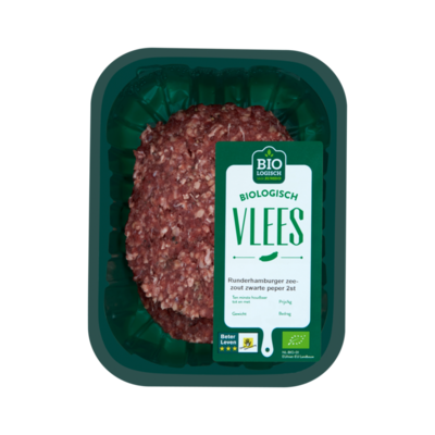 Huismerk Biologisch Vlees Runderhamburger Zeezout Zwarte Peper 2 Stuks