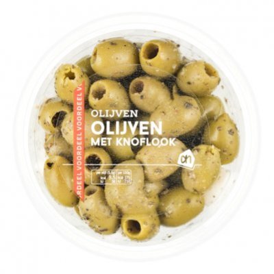 Huismerk Groene olijven met knoflook