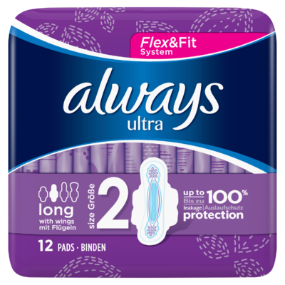 Always Ultra Long (Maat 2) Maandverband Met Vleugels x12