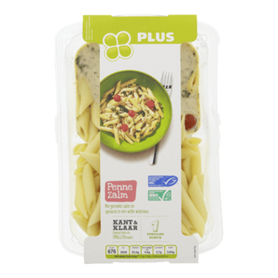 Huismerk Penne rigate met gerookte zalm