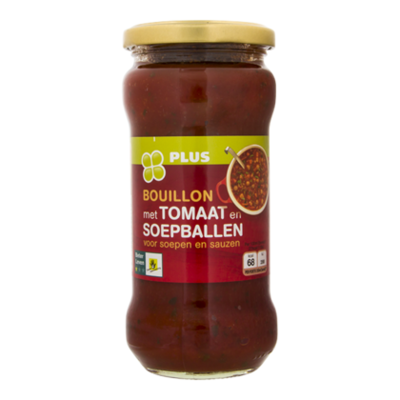 Huismerk Bouillon met tomaat en soepballen