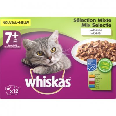 Whiskas Kattenvoer nat mix in gelei 7+ jaar