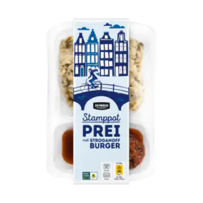 Huismerk Stamppot Prei met Stroganoffburger