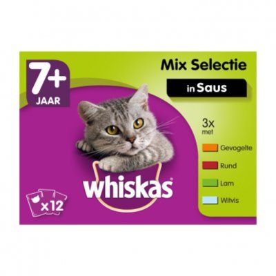 Whiskas Kattenvoer nat mix in saus 7+ jaar