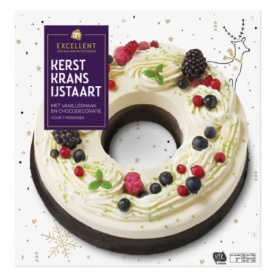 Huismerk Kerstkrans ijstaart