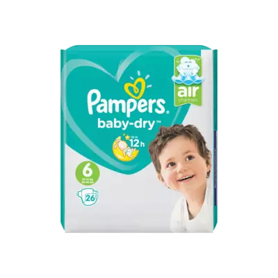 Pampers Baby-Dry Maat 6, 26 Luiers, Voor Droge Ademende Huid