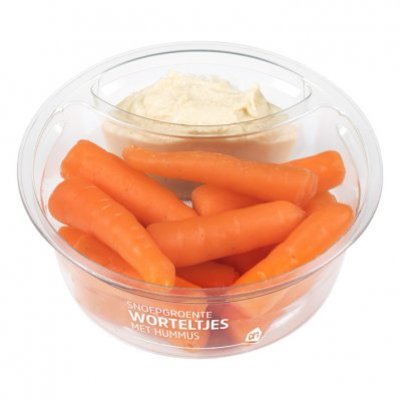 Huismerk Snoepgroente worteltjes met hummus