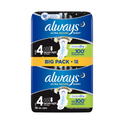 Always Ultra Secure Night (Maat 4) Maandverband Vleugels x