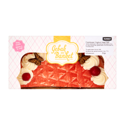 Huismerk Gebak en Banket Frambozen Yoghurt Vlaai Half
