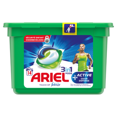 Ariel Allin1 Pods +Actieve Geurbestrijding Wasmiddelcapsules 14 Wasbeurten