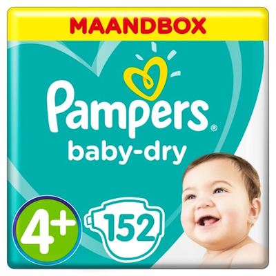 Pampers baby-dry luiers maat 4+, 10-15 kg maandbox