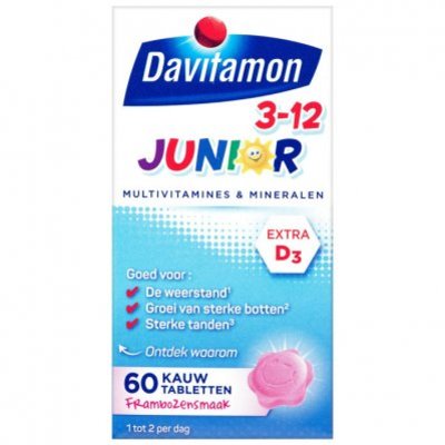 Davitamon Junior 3+ kauwvitamines framboos
