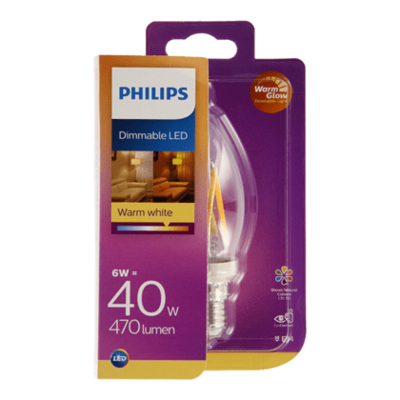 Philips LED filament kaars 40W E14 dimbaar